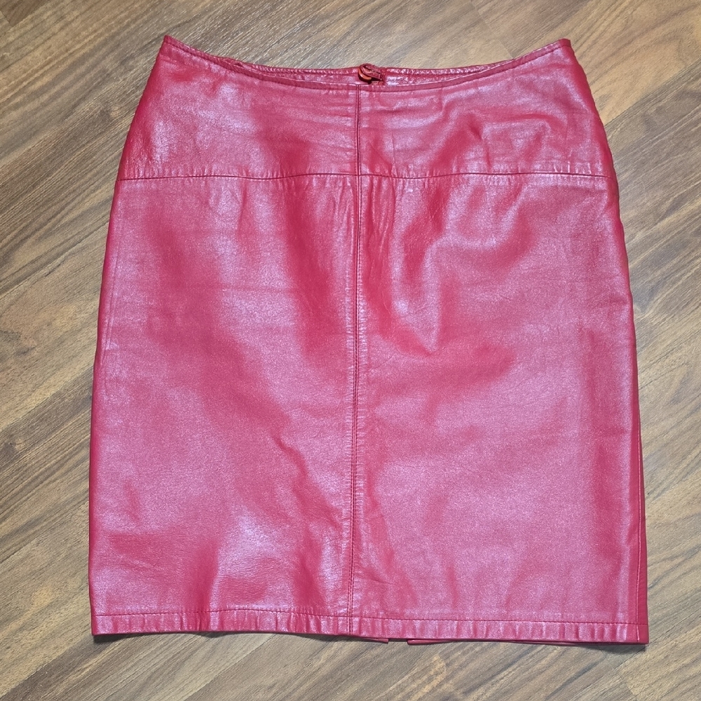 Limited Express Vintage Red Leather Skirt